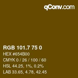 カラーコード: RGB 101.7 75 0 | qconv.com