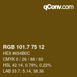 カラーコード: RGB 101.7 75 12 | qconv.com