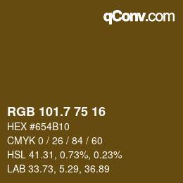 カラーコード: RGB 101.7 75 16 | qconv.com
