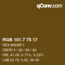 カラーコード: RGB 101.7 75 17 | qconv.com