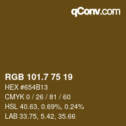 カラーコード: RGB 101.7 75 19 | qconv.com