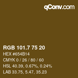 カラーコード: RGB 101.7 75 20 | qconv.com