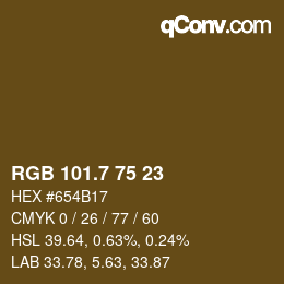 カラーコード: RGB 101.7 75 23 | qconv.com