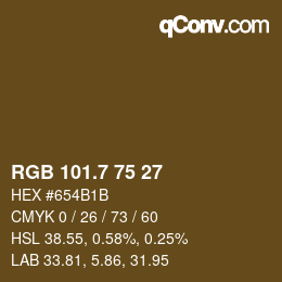 カラーコード: RGB 101.7 75 27 | qconv.com