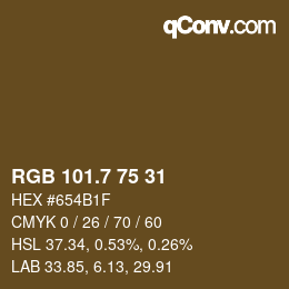 カラーコード: RGB 101.7 75 31 | qconv.com