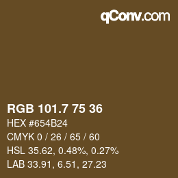 カラーコード: RGB 101.7 75 36 | qconv.com