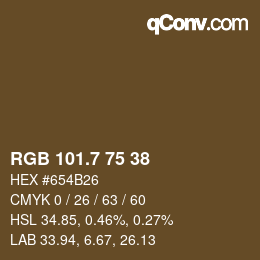 カラーコード: RGB 101.7 75 38 | qconv.com