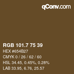 カラーコード: RGB 101.7 75 39 | qconv.com
