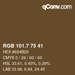 カラーコード: RGB 101.7 75 41 | qconv.com