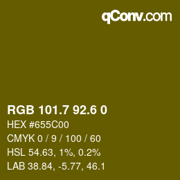 カラーコード: RGB 101.7 92.6 0 | qconv.com
