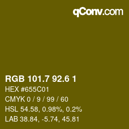 カラーコード: RGB 101.7 92.6 1 | qconv.com