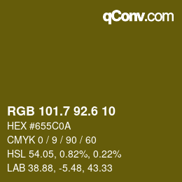 カラーコード: RGB 101.7 92.6 10 | qconv.com
