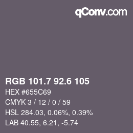 カラーコード: RGB 101.7 92.6 105 | qconv.com