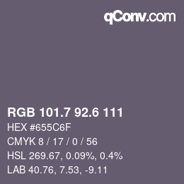カラーコード: RGB 101.7 92.6 111 | qconv.com