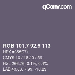 カラーコード: RGB 101.7 92.6 113 | qconv.com