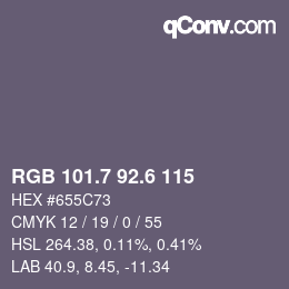 カラーコード: RGB 101.7 92.6 115 | qconv.com