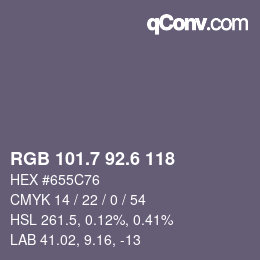 カラーコード: RGB 101.7 92.6 118 | qconv.com