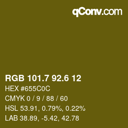 カラーコード: RGB 101.7 92.6 12 | qconv.com