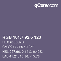 カラーコード: RGB 101.7 92.6 123 | qconv.com