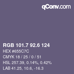カラーコード: RGB 101.7 92.6 124 | qconv.com