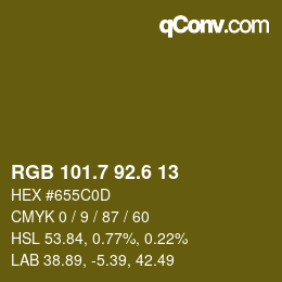 カラーコード: RGB 101.7 92.6 13 | qconv.com