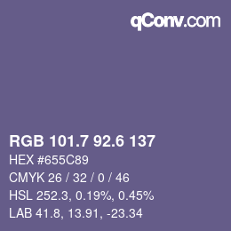 カラーコード: RGB 101.7 92.6 137 | qconv.com