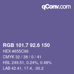 カラーコード: RGB 101.7 92.6 150 | qconv.com