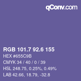カラーコード: RGB 101.7 92.6 155 | qconv.com