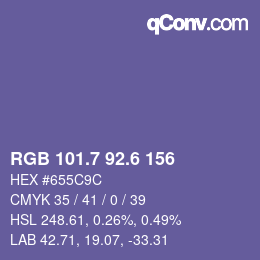 カラーコード: RGB 101.7 92.6 156 | qconv.com