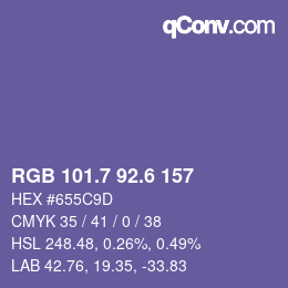 カラーコード: RGB 101.7 92.6 157 | qconv.com
