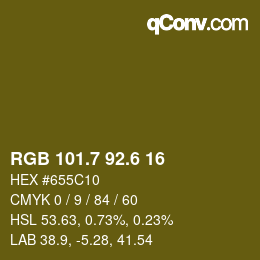 カラーコード: RGB 101.7 92.6 16 | qconv.com