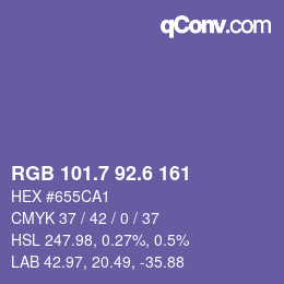 カラーコード: RGB 101.7 92.6 161 | qconv.com