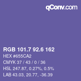 カラーコード: RGB 101.7 92.6 162 | qconv.com