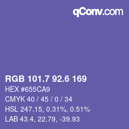 カラーコード: RGB 101.7 92.6 169 | qconv.com