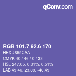 カラーコード: RGB 101.7 92.6 170 | qconv.com
