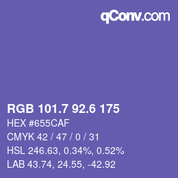 カラーコード: RGB 101.7 92.6 175 | qconv.com