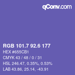 カラーコード: RGB 101.7 92.6 177 | qconv.com