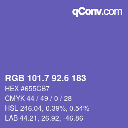 カラーコード: RGB 101.7 92.6 183 | qconv.com
