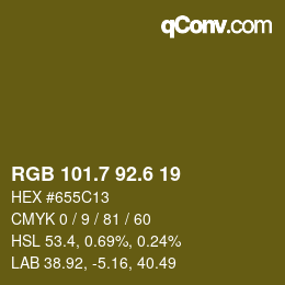 カラーコード: RGB 101.7 92.6 19 | qconv.com