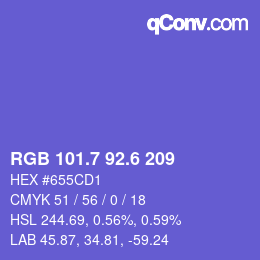 カラーコード: RGB 101.7 92.6 209 | qconv.com