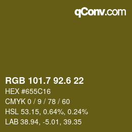 カラーコード: RGB 101.7 92.6 22 | qconv.com