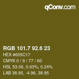 カラーコード: RGB 101.7 92.6 23 | qconv.com