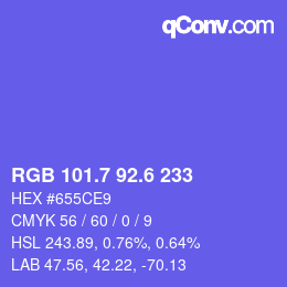 カラーコード: RGB 101.7 92.6 233 | qconv.com