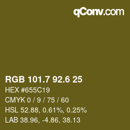 カラーコード: RGB 101.7 92.6 25 | qconv.com