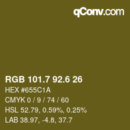 カラーコード: RGB 101.7 92.6 26 | qconv.com