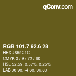 カラーコード: RGB 101.7 92.6 28 | qconv.com