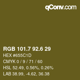 カラーコード: RGB 101.7 92.6 29 | qconv.com