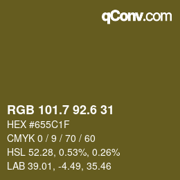 カラーコード: RGB 101.7 92.6 31 | qconv.com