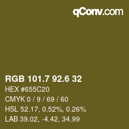 カラーコード: RGB 101.7 92.6 32 | qconv.com