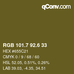 カラーコード: RGB 101.7 92.6 33 | qconv.com